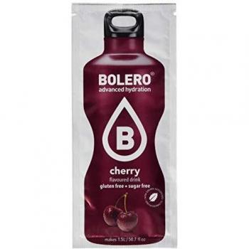Bolero Bebida Instantánea en Polvo Sabor Cereza sin Azúcar con Estevia, Paquete de 12 Sobres
