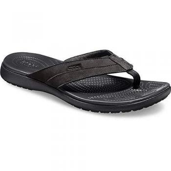 Crocs Santa Cruz Leather Flip M, Zapatos de Playa y Piscina para Hombre, Negro