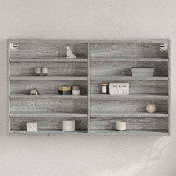 Vitrina de madera de ingeniería 100x15x58 cm en colores Blanco, Negro y Roble Sonoma, mueble de almacenaje estantería para oficina, estudio y dormitorio