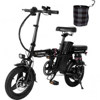Bicicleta Eléctrica Honey Whale S6 Pro-s 350W 48V15AH 50KM Frenos de Disco Negra