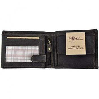 Billetera de piel auténtica, estilo vintage, con protección RFID/NFC, color marrón, marrón, small, Monedero