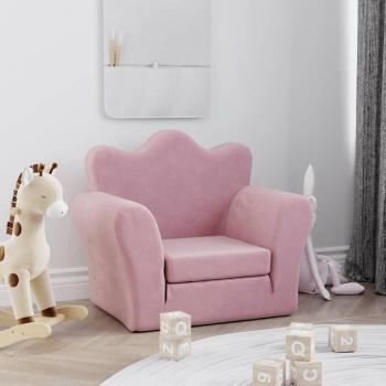 Sofá Cama Infantil Rosa de Felpa Suave