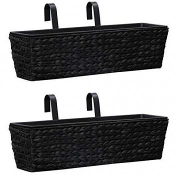 vidaXL 2x Conjunto de Jardineras Maceteros Tiestos para el Cuidado de las Plantas Flores Decoración Interior y Exterior Estilo Jacinto de Agua Negro