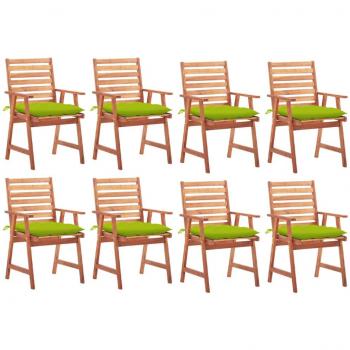 Outdoor Dining Chair Set with Cushions - 8 Pieces Solid Acacia Wood