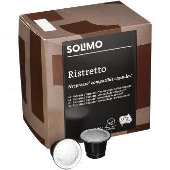 Marca Amazon - Solimo Cápsulas de café Ristretto compatibles con Nespresso, 100 cápsulas