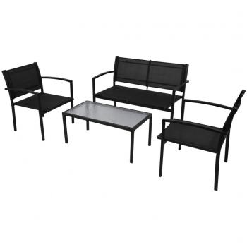 Conjunto de Muebles de Jardín 4 Piezas Textilene Negro