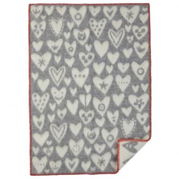 Klippan – bebé corazón Classic Mantas y Mantas, Gris/Blanco, 90 x 65 x 0,5 cm