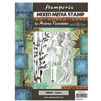 Stamperia International Sello de medios mixtos Sir Vagabond en Japón-Bambú, gris, 17 x 20 cm