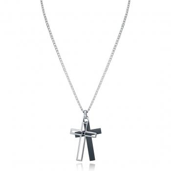 Collar Viceroy Magnum de acero con motivo de cruces en IP negro