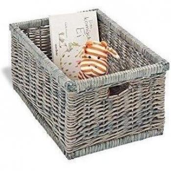 Pinolino cesta de mimbre juguetes Toy Box de almacenamiento Wilfried, gris