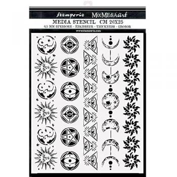 STAMPERIA INTERNATIONAL, KFT Stencil KSTD095 Thick Stencil cm 20X25 -Alchemy Symbols and Borders, Various 20x25 cm, 3