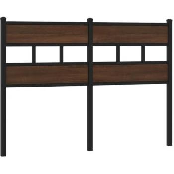 Cabecero de acero y madera de ingeniería marrón roble 120 cm