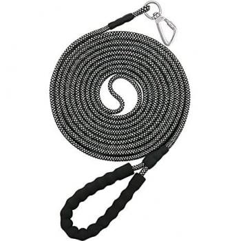 NTR 15FT Training Leash for Dogs, Nylon Rope Dog Leash with Swivel Lockable Hook and Comfortable Padded Handle, Cat Puppy Leash Lead for Small Medium Large Dogs Training, Playing, Camping, or Backyard