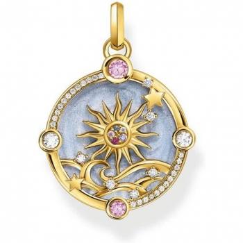 Thomas Sabo Gold-Plated Blue Enamel Sun Pendant with Colourful Stones PE960-471-1