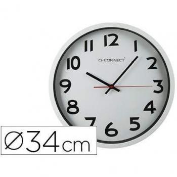 Liderpapel Reloj de Pared plastico Oficina Redondo 34 cm Marco Blanco.