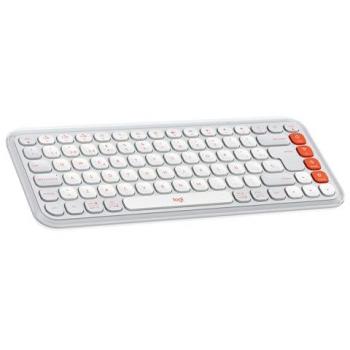 Teclado Inalámbrico Bluetooth Logitech Pop Icon QWERTY Español Blanco con Teclas Programables y Cambio Rápido entre 3 Dispositivos