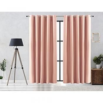 Cortina Rústica Confeccionada Rosa 300x255 cm, Efecto Lona, Ojales Metálicos y Oscurante