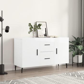 Aparador de madera de ingeniería 100x36x60 cm con acabado blanco brillante, mueble de almacenaje para salón, armarios con puertas, cajón de madera, buffet moderno, armario auxiliar y armario de almacenamiento