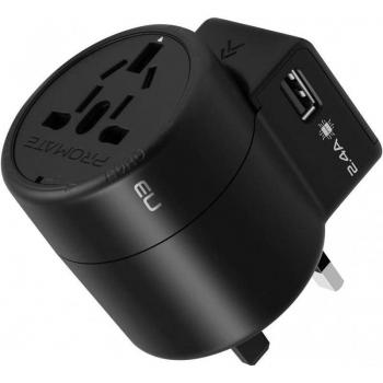 Promate Twist Adaptador Universal de Viaje con Enchufe de Pared