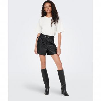 Shorts Only Heidi polipiel negro con cinturón de mujer