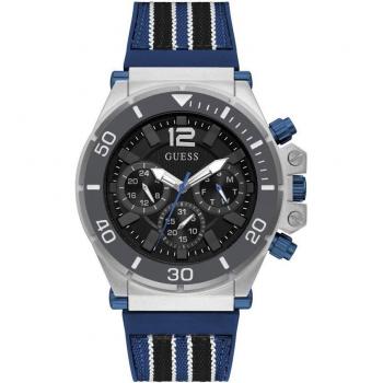 Reloj Guess Pilot GW0415G2 Hombre Multifuncional con Correa de Silicona Azul, Hebilla de Pin y Caja de Acero Inoxidable Resistente al Agua 50 Metros - Diseño Elegante