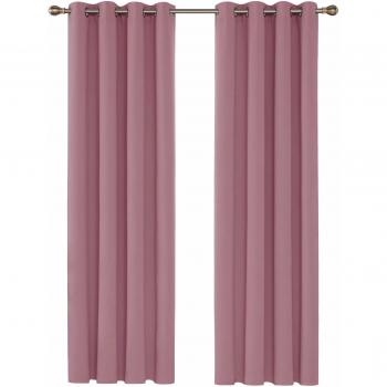 Deconovo Cortina Opaca con Aislamiento Térmico Cortina para Comedor con Olloas 1 Par 140 x 290 cm Rosa