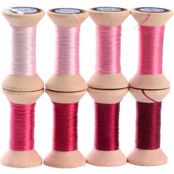 Hilo de bordar de seda rosa Suzhou, 20m, para manualidades y DIY