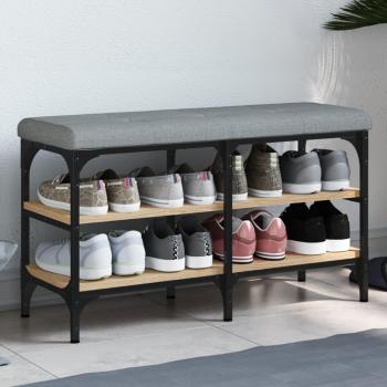 Banco zapatero Sonoma de madera multicapa 82x32x47 cm color roble marrón