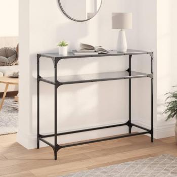 Mesa consola de vidrio negro y acero 98x35x81 cm Vidaxl Negra
