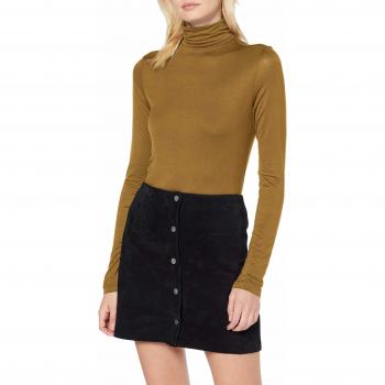 PIECES Pcbillo LS Rollneck Top Noos Camiseta Cuello Alto, Marrón