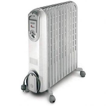De'Longhi V551225 - Radiador de aceite, 2500 W, acero inoxidable/plástico, gris claro