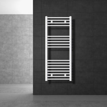 Radiador Toallero de Baño Sahara 500 x 1200 mm Blanco Recto con Conexión Lateral, Calentador Secador de Toallas con Kit de Montaje y Protección contra Fugas
