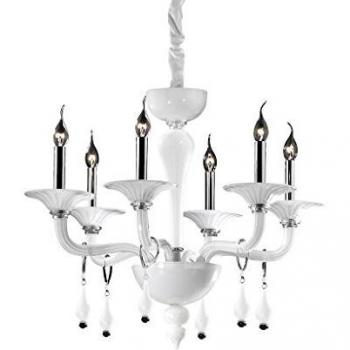 Lámpara colgante moderna MIRAMARE 6 luces E14 blanca y cromo