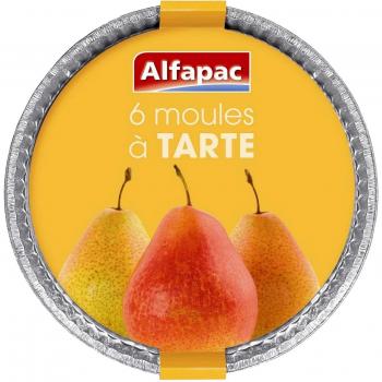 Alfapac - Bandeja de aluminio, 6 moldes de tarta, pack de 2