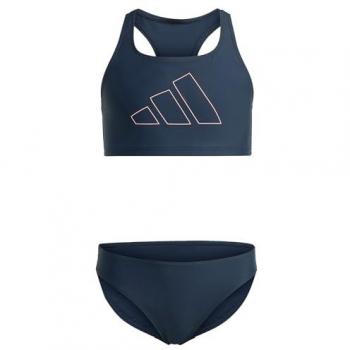 Bikini de Rendimiento Adidas Big Bars para Niñas, Azul, 5-6 Años