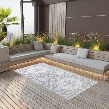 Alfombra de exterior PP gris claro 120x180 cm