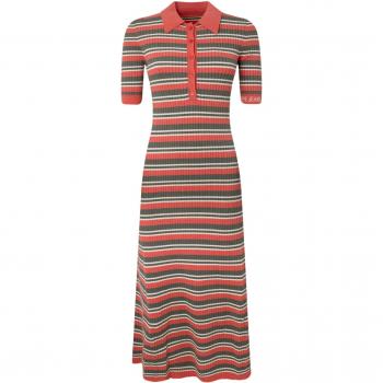 Vestido midi Pepe Jeans Gabriella a rayas con manga corta para mujer en color rojo