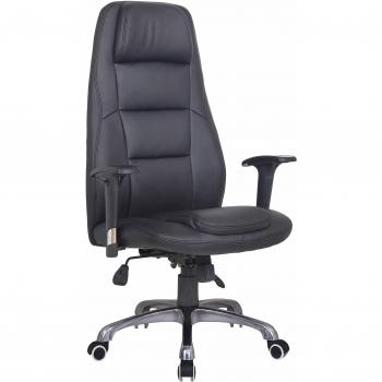 ECO-DE Silla de Escritorio, de despacho giratoria, Regulable en Altura, reposabrazos extraibles, en Polipiel 64x69x115-122cms Negra