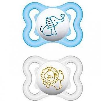 MAM Chupete Air S228 - Escudo con orificios extra grandes para Pieles Sensibles, con Tetina de Silicona SkinSoftTM ultrasuave, para Bebés de 0+ meses, Azul