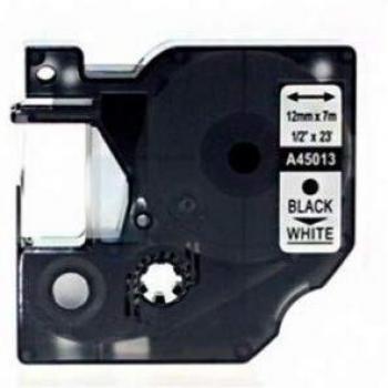 Cinta Genérica para Rotuladora Dymo D1 45013 - Texto Negro sobre Blanco - Dimensiones 12mm x 7m - Reemplazo S0720530