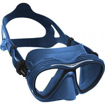 Máscara de buceo Cressi Quantum unisex azul metal con diseño ergonómico, cristal de vidrio templado, doble sellado de silicona, hebillas ajustables y lente panorámica