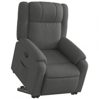 Sillón Reclinable Elevable de Tela Gris Oscuro con Respaldo y Reposabrazos, Sillón Orejero para Relax y Descanso, Asiento Ajustable