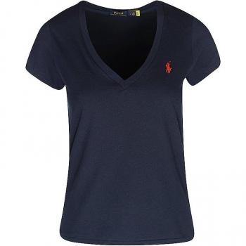 Camiseta Básica de Mujer Polo Ralph Lauren Azul Oscuro con Logo Bordado Talla L