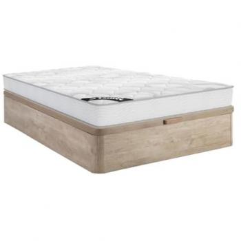 Conjunto 140 x 190 cm somier arcón natural claro + colchón de muelles ensacados de 20 cm - SONGE de YSMÉE