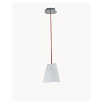 Lámpara Colgante Ermes de Vidrio y Cromo, 120 cm, Ópalo Rojo, E27