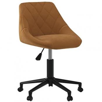 Silla de Oficina Giratoria de Terciopelo Marrón Ajustable Confortable