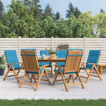 Reclining Garden Chairs with Cushions 6 pcs Solid Teak Wood
