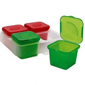 Contenedor Congelador de Salsas y Aromas Snips - Set de 4 Porciones (100 ml) en Rojo y Verde