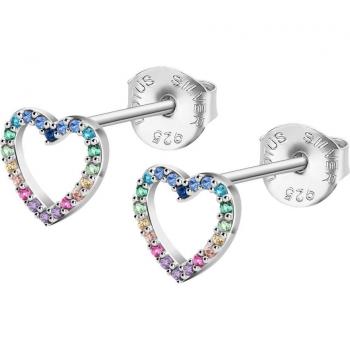 Pendientes Lotus Silver LP3670-4/2 con diseño de corazón en plata y circonita