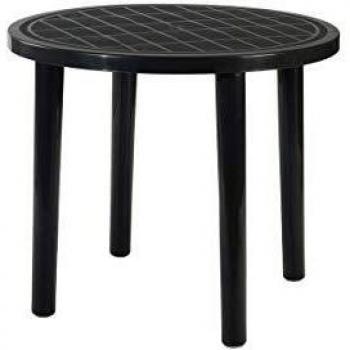 RESOL Tossa Mesa Jardín para Comedor Exterior 86 cm de diámetro Redonda | Mesa Café o Auxiliar con Agujero para Sombrilla | Protección UV para Patio o Terraza Fácil Mantenimiento - Gris Antracita